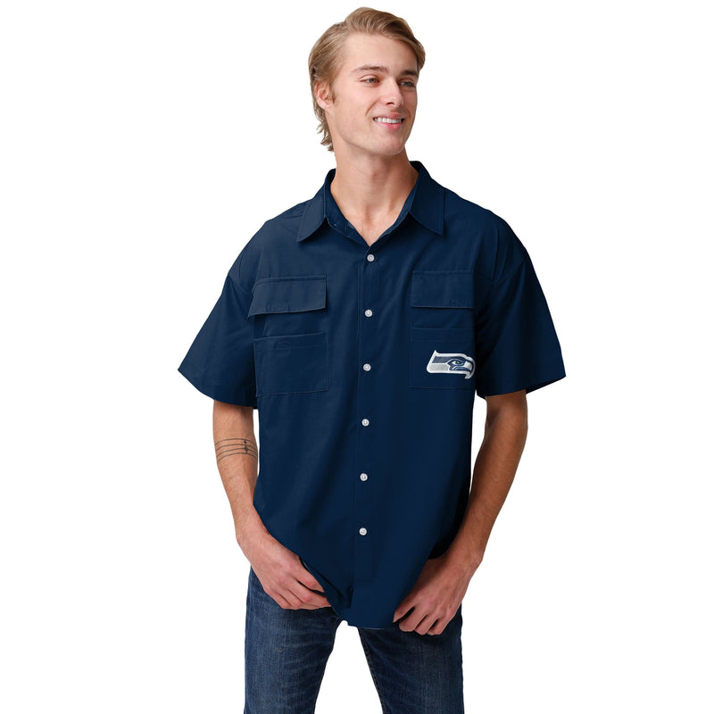 Seattle Seahawks Hawaiian Button Up Shirt FOCO