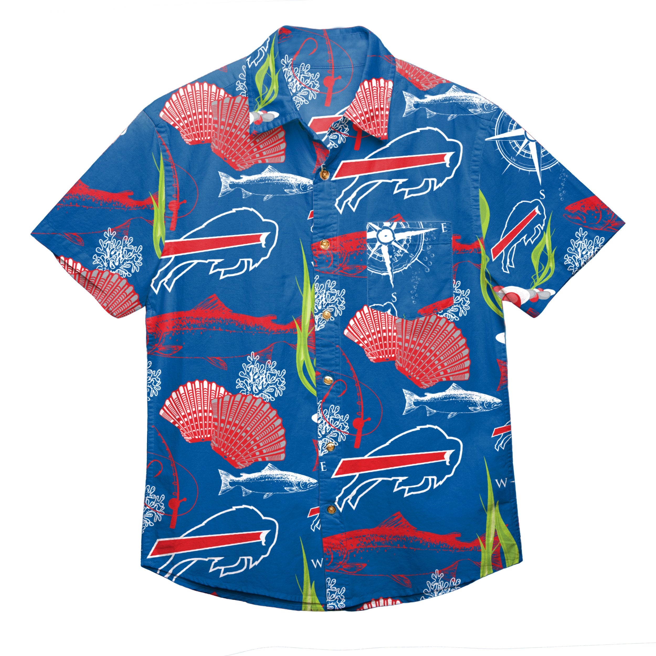 FOCO Buffalo Bills NFL Mens Floral Button Up Shirt
