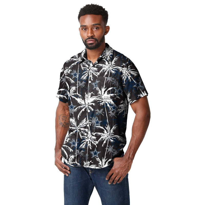 FOCO Dallas Cowboys NFL Mens Black Floral Button Up Shirt