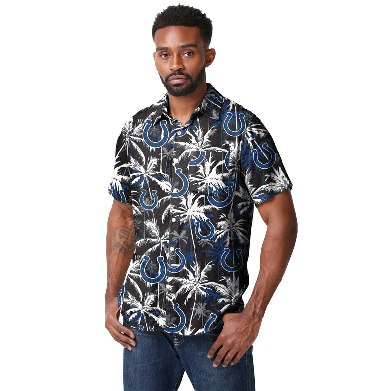 Indianapolis Colts NFL Mens Black Floral Button Up Shirt