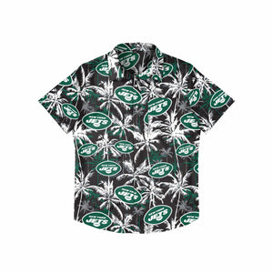 New York Jets NFL Mens Black Floral Button Up Shirt