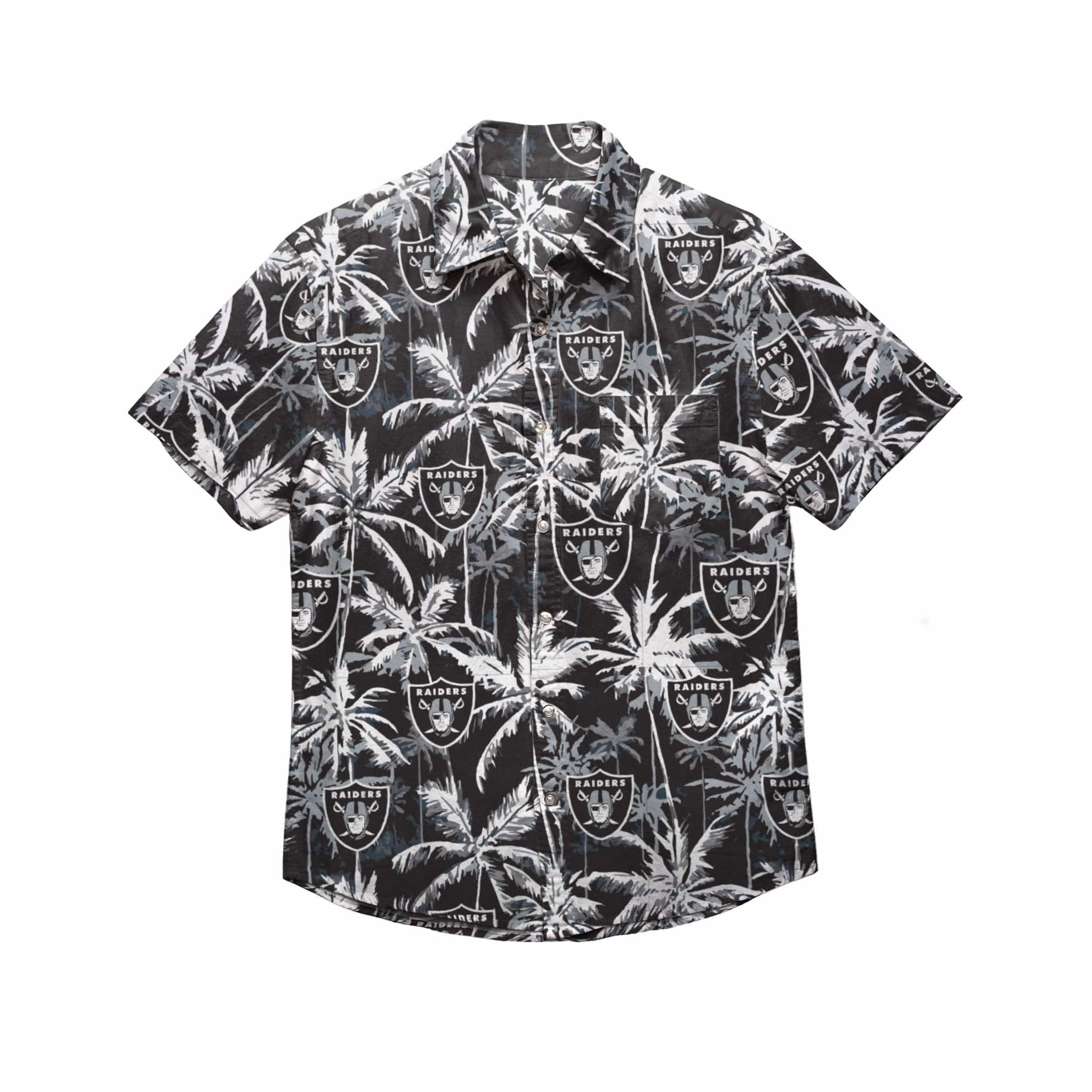 Las Vegas Raiders Tiki Floral Button-Up Woven Shirt - Black/Tan