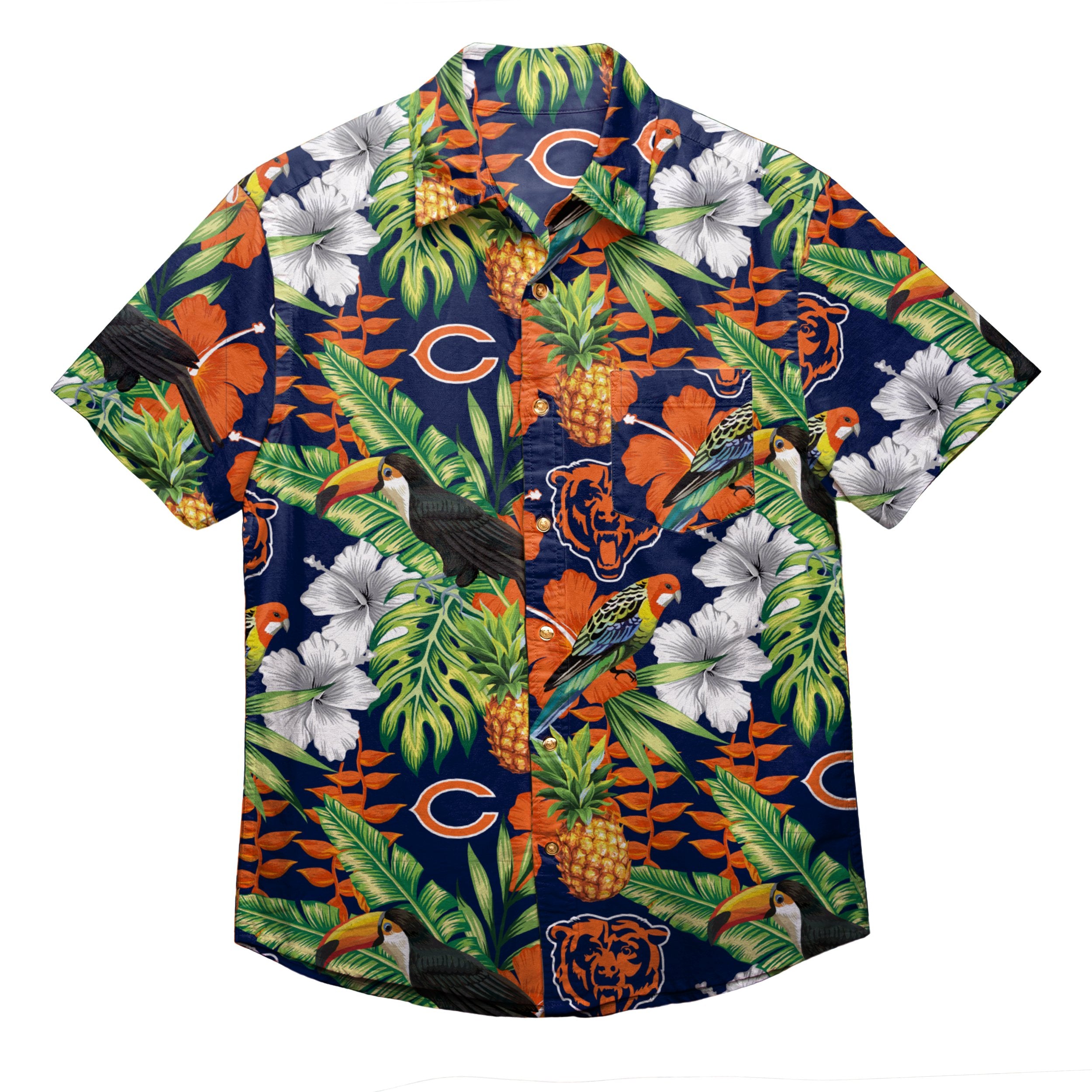 Chicago Bears NFL Mens Hibiscus Button Up Shirt