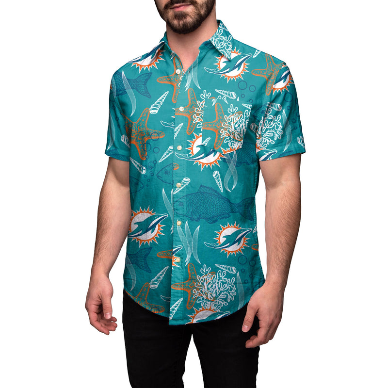 FOCO Miami Dolphins NFL Mens Floral Button Up Shirt