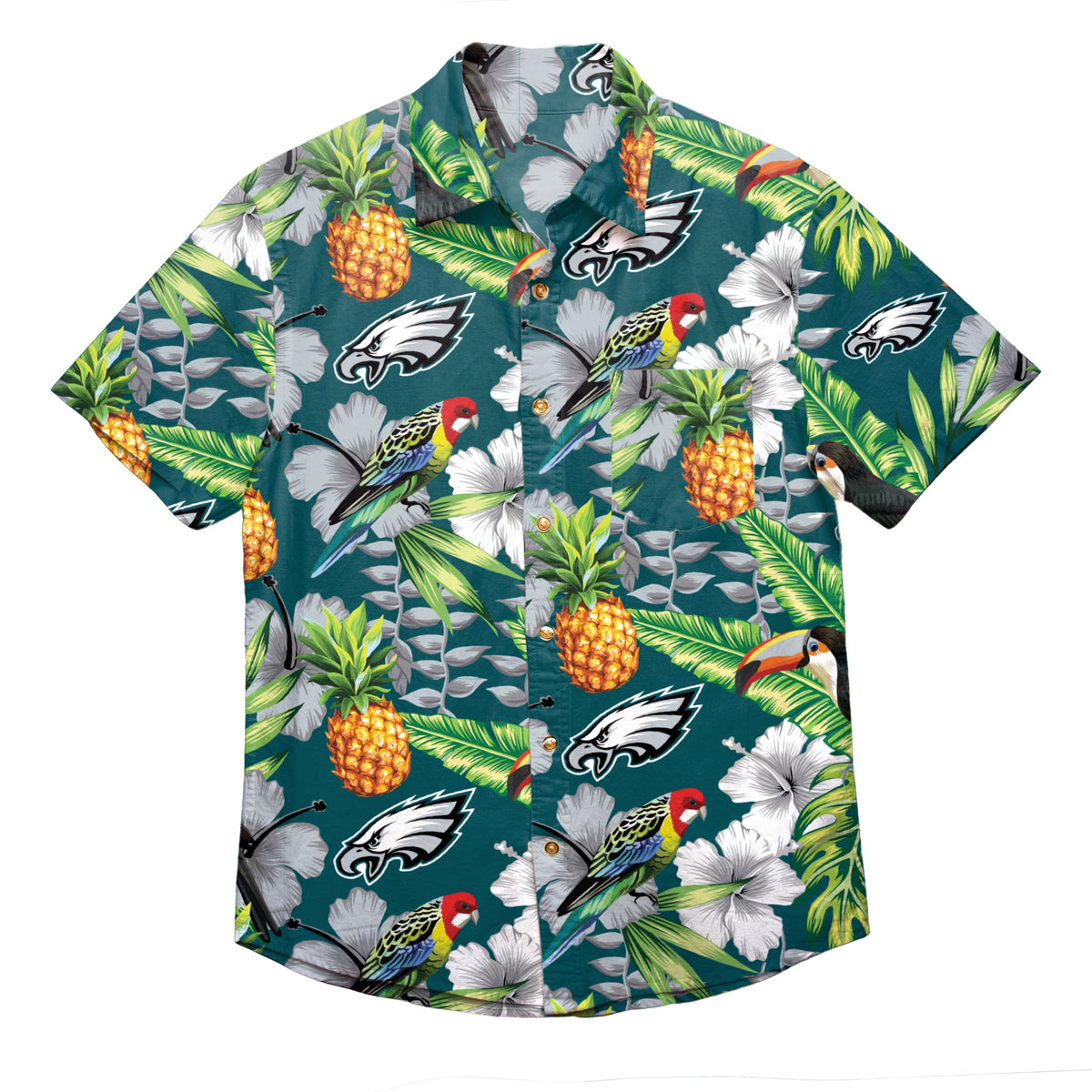 Philadelphia Eagles NFL Mens Floral Button Up Shirt