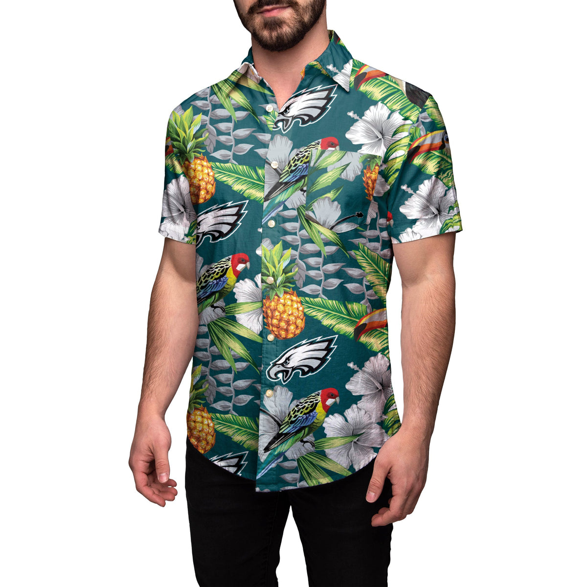 Philadelphia Eagles NFL Mens Floral Button Up Shirt