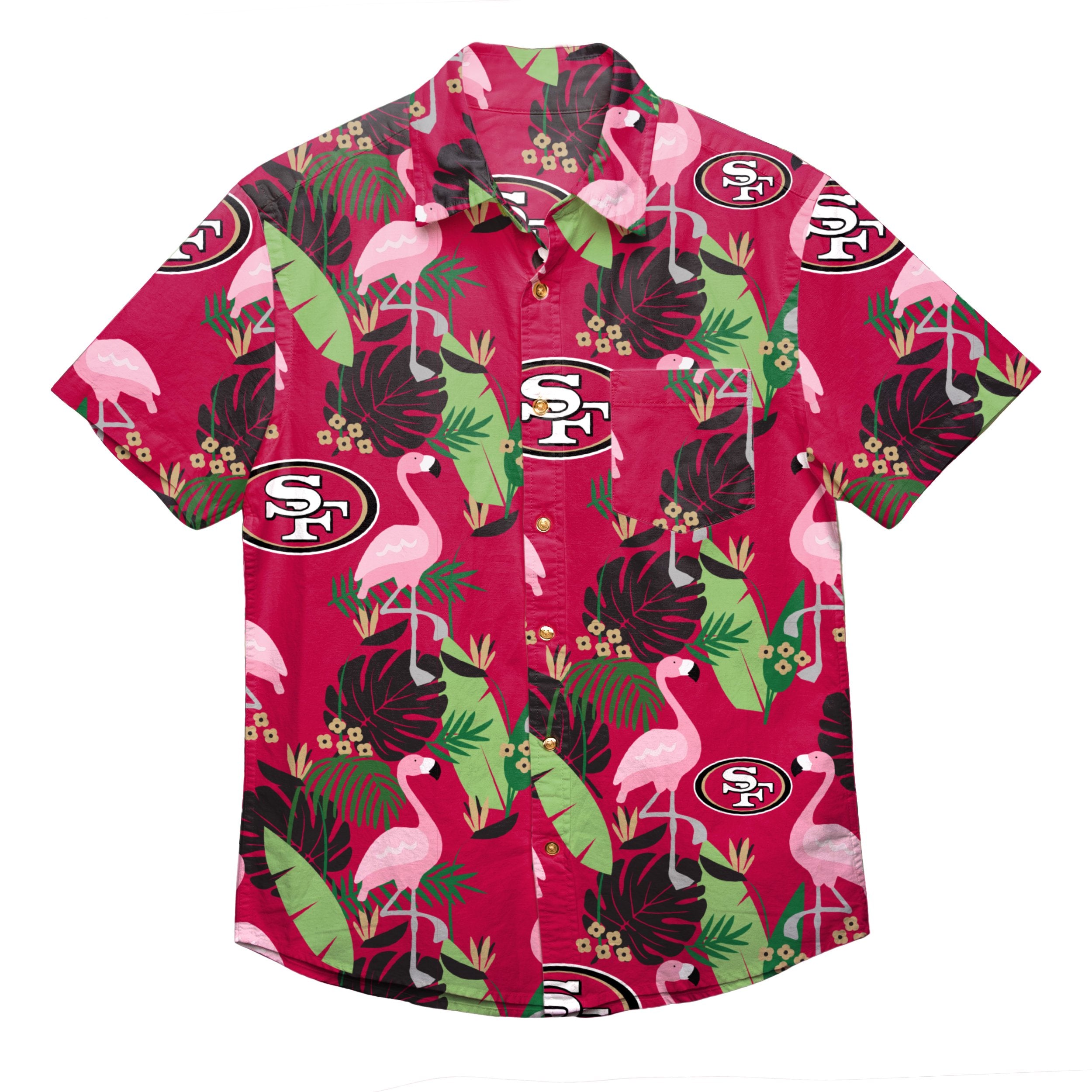 San Francisco 49ers Nfl Color Hibiscus Button Up Hawaiian Shirt