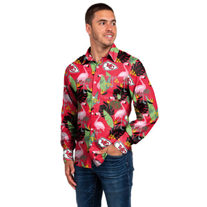 Kansas City Chiefs NFL Mens Long Sleeve Floral Button Up Shirt