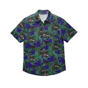 Baltimore Ravens NFL Mens Hibiscus Button Up Shirt