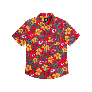 Kansas City Chiefs NFL Mens Hibiscus Button Up Shirt