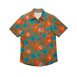 Miami Dolphins NFL Mens Hibiscus Button Up Shirt