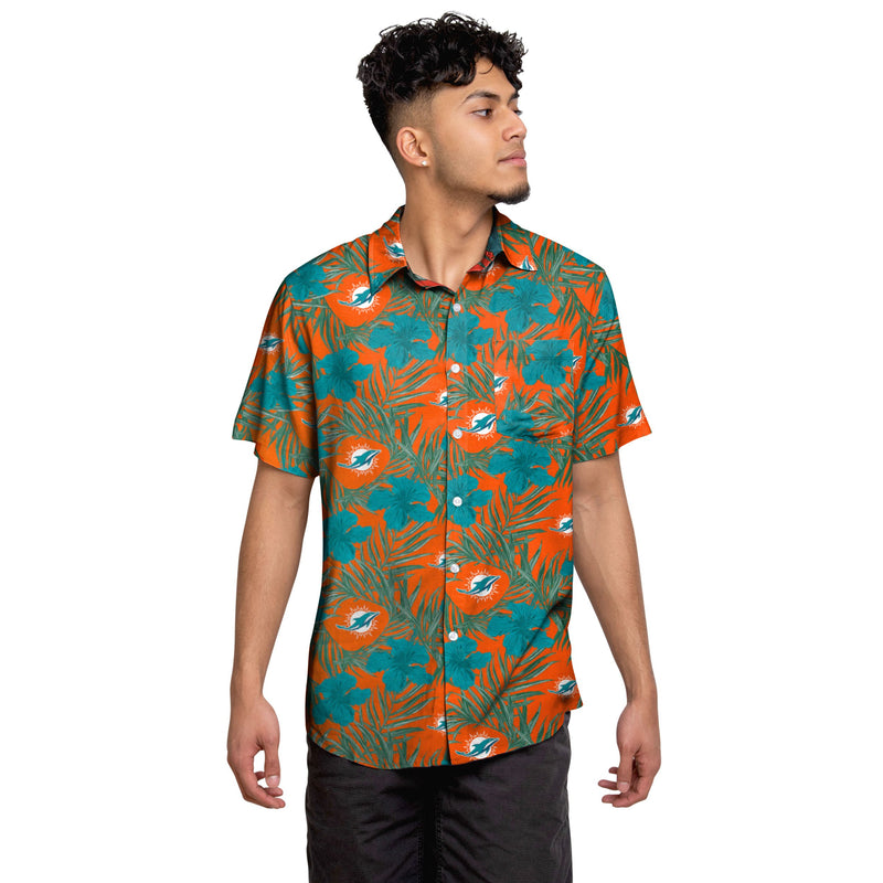 FOCO Miami Dolphins NFL Mens Floral Button Up Shirt