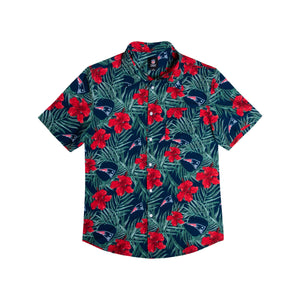 New England Patriots NFL Mens Hibiscus Button Up Shirt