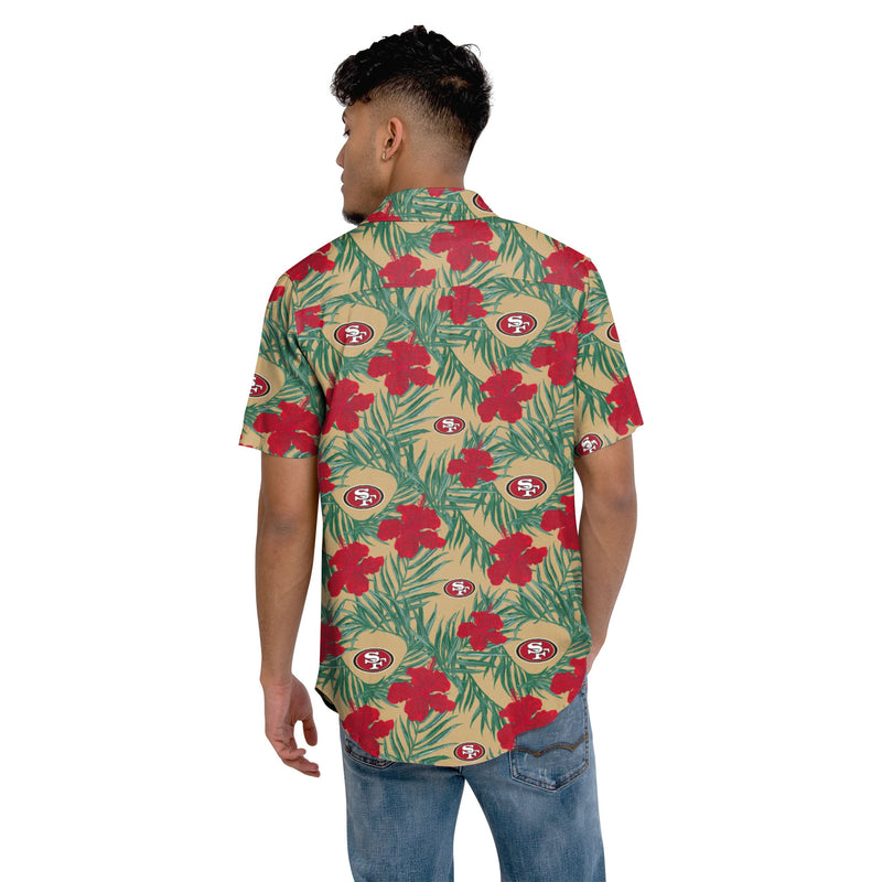 FOCO San Francisco 49ers NFL Mens Hawaiian Button Up Shirt - M