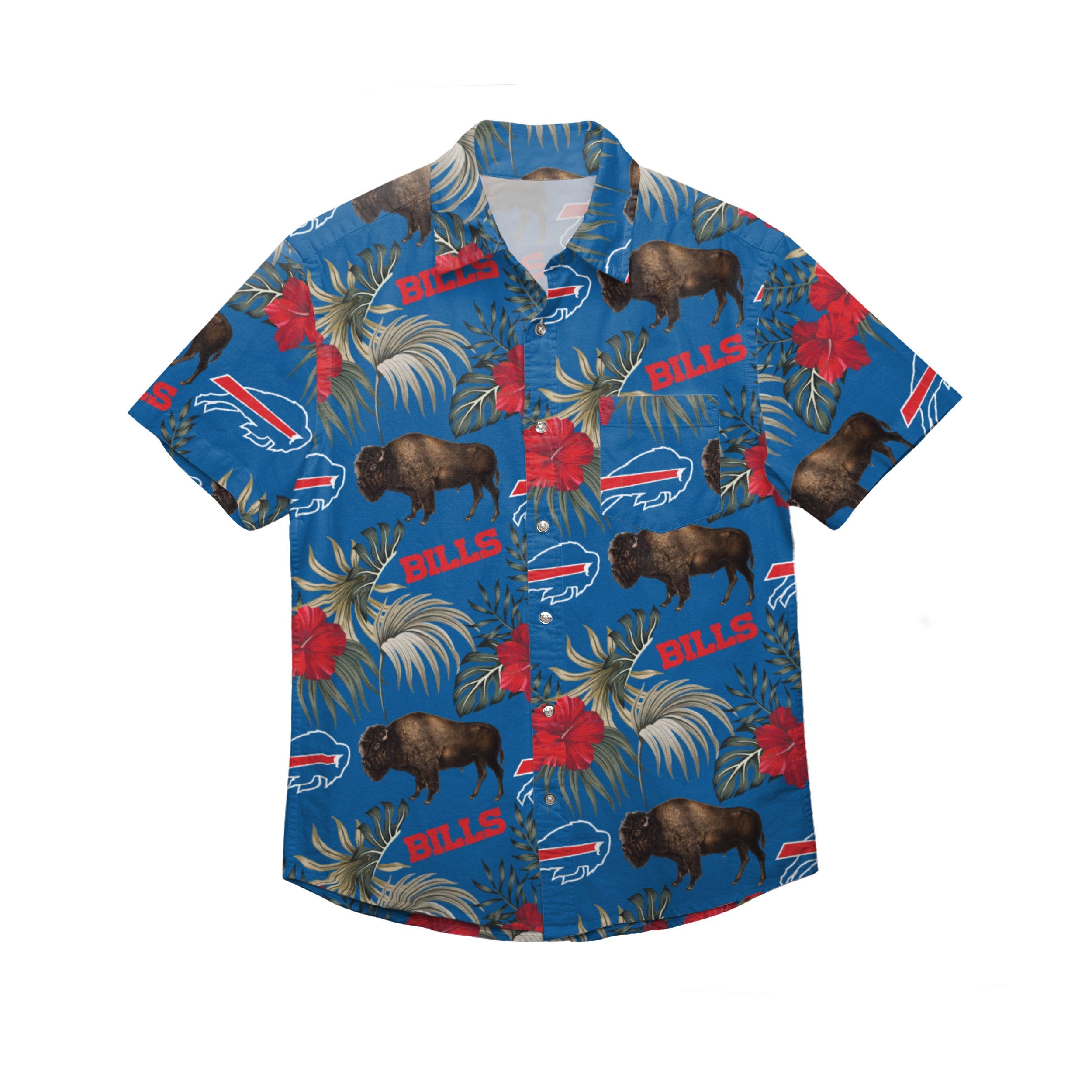 FOCO Buffalo Bills NFL Mens Hawaiian Button Up Shirt - S