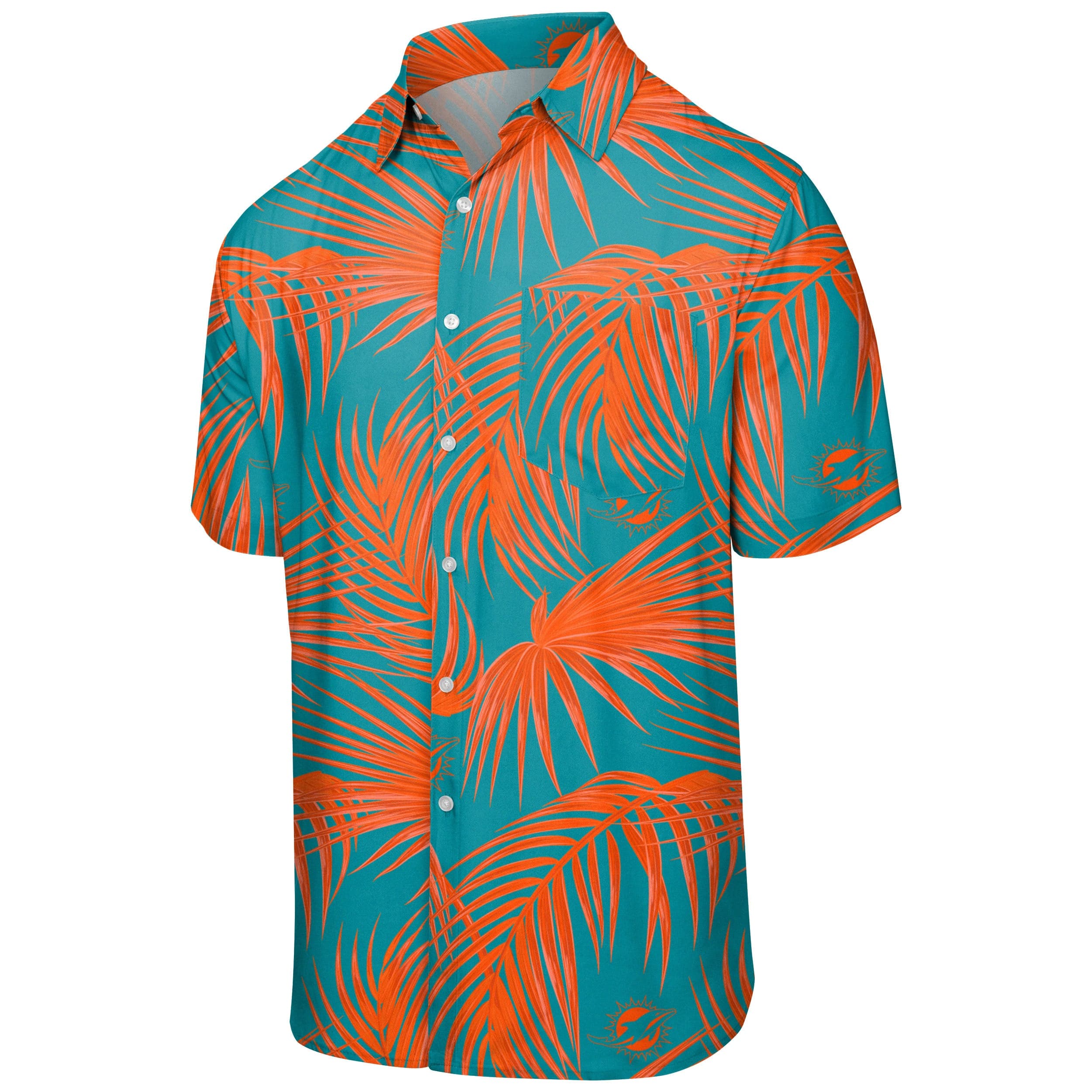 NFL Miami Dolphins with Orange Louis Vuitton Logo Turquoise Hawaiian Shirt  - Owl Fashion Shop