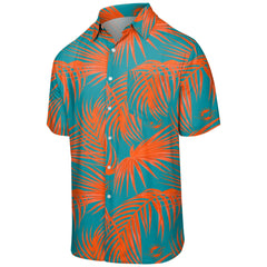 Miami Dolphins Trendy Hawaiian Shirt, Skull Hand Logo Ball, Button