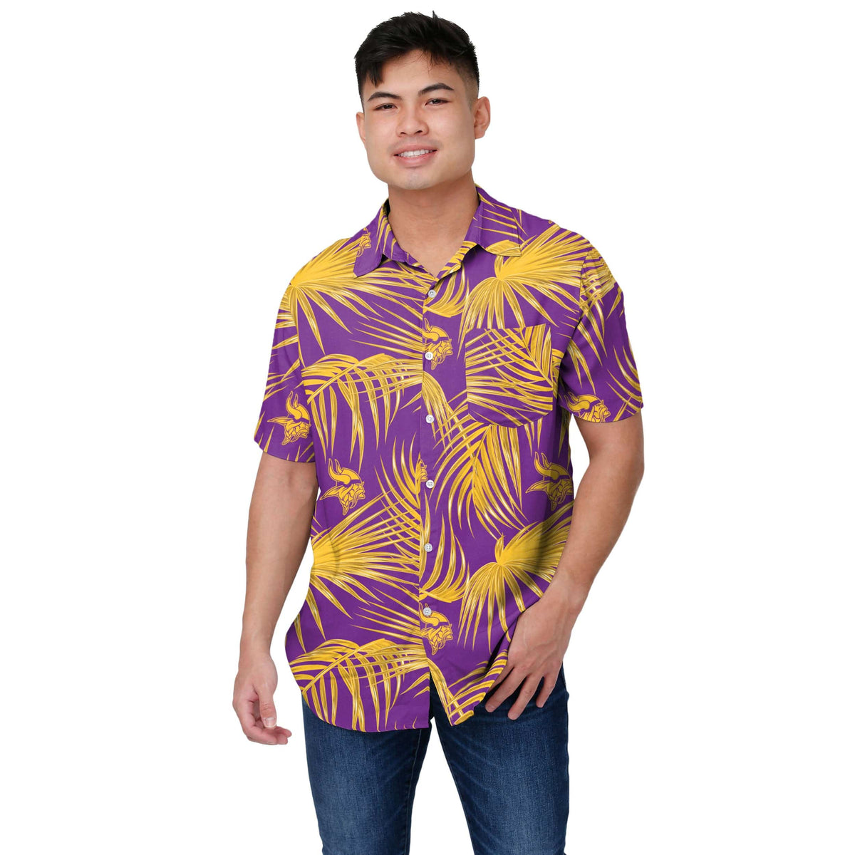 Minnesota Vikings NFL Mens Hawaiian Button Up Shirt