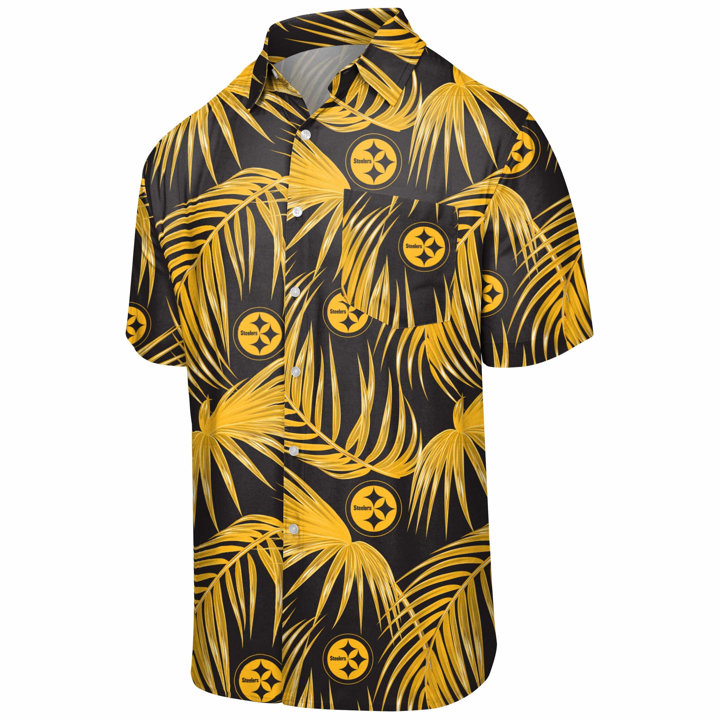 FOCO Pittsburgh Steelers NFL Mens Hawaiian Button Up Shirt - S