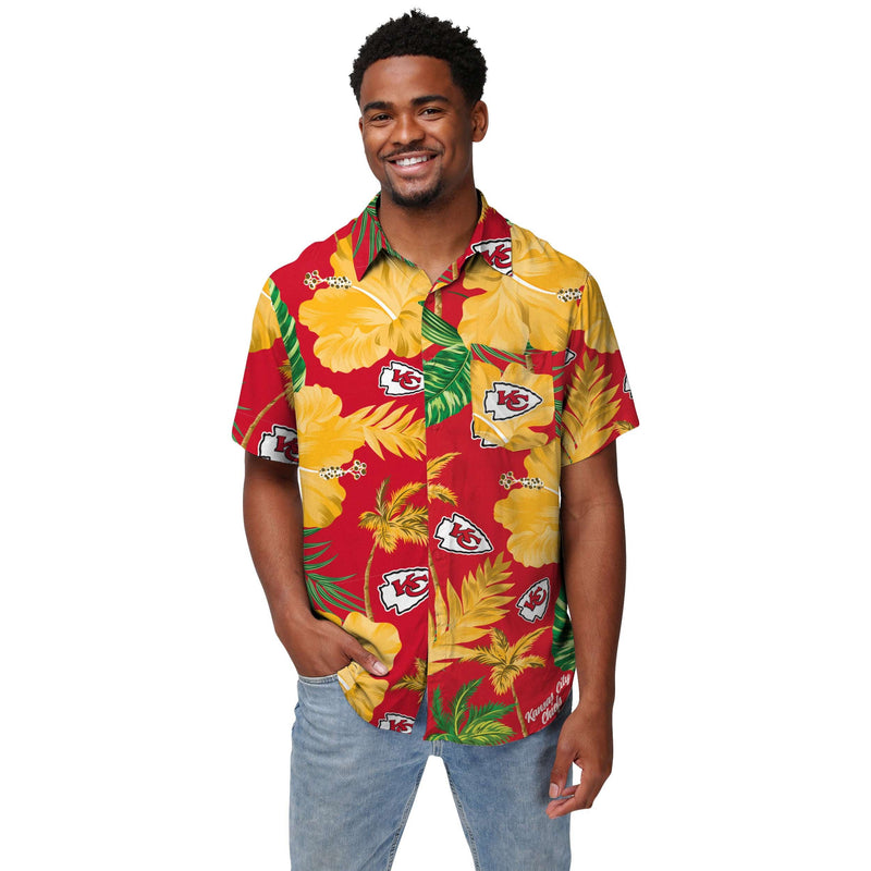 FOCO Pittsburgh Steelers NFL Mens Hawaiian Button Up Shirt - M