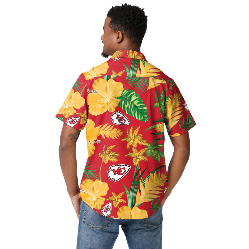 Kansas City Chiefs Nfl Color Hibiscus Button Up Hawaiian Shirt