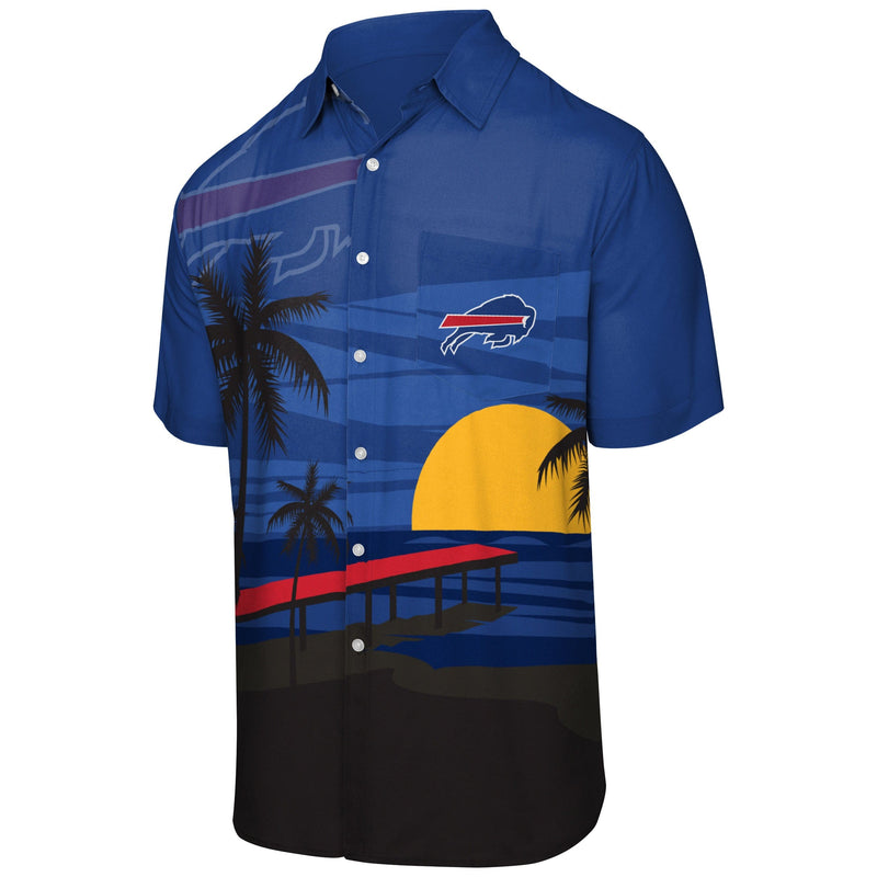 Buffalo Bills NFL Mens Tropical Sunset Button Up Shirt