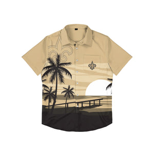 New Orleans Saints NFL Mens Tropical Sunset Button Up Shirt