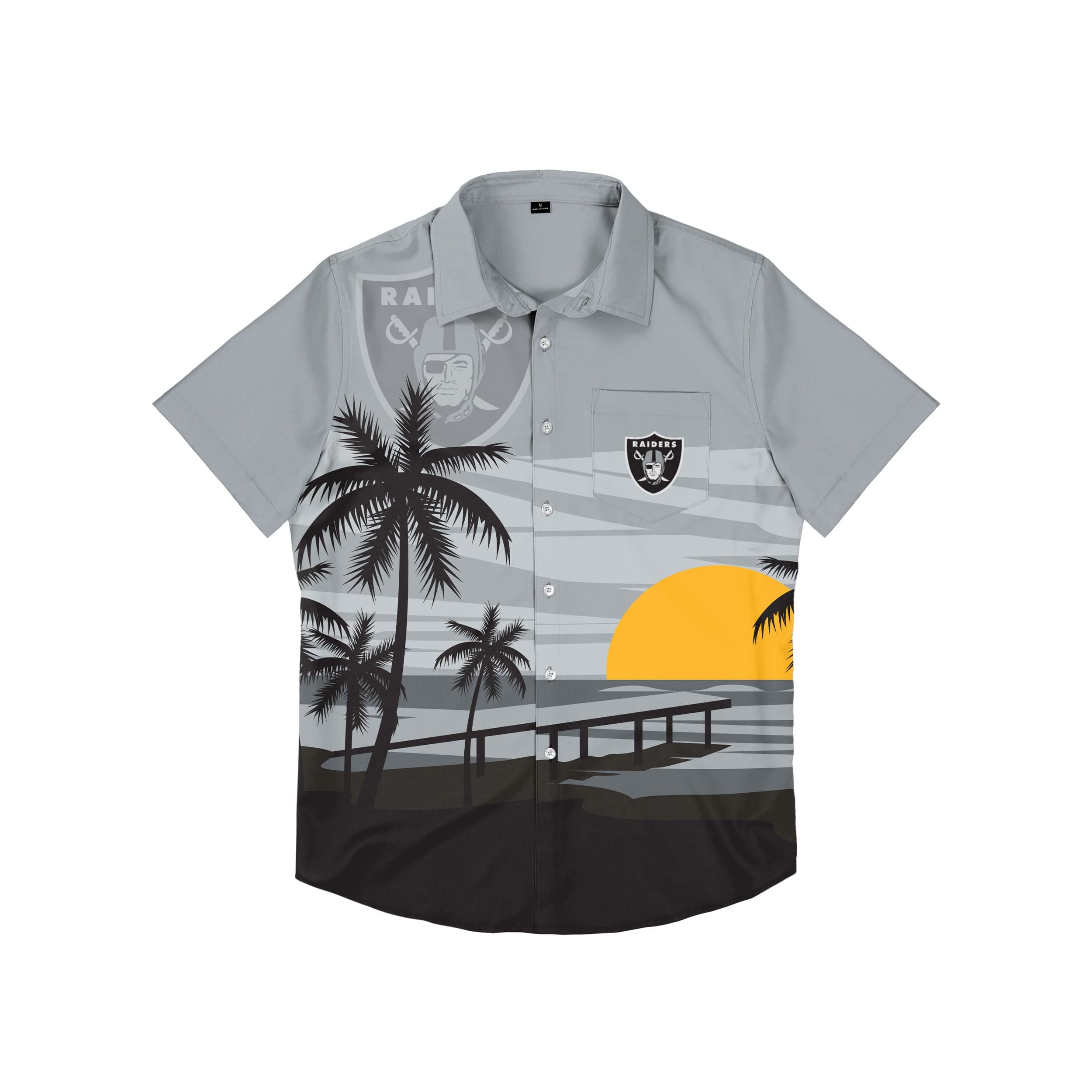 Las Vegas Raiders NFL Mens Tropical Sunset Button Up Shirt