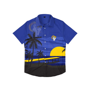Los Angeles Rams NFL Mens Tropical Sunset Button Up Shirt