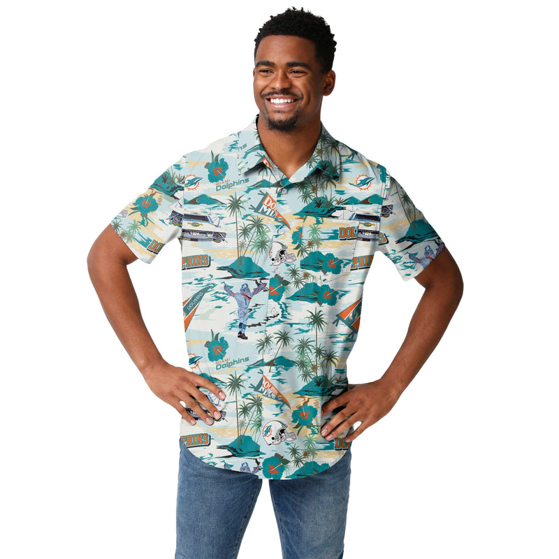 FOCO Seattle Seahawks NFL Mens Hawaiian Button Up Shirt - L