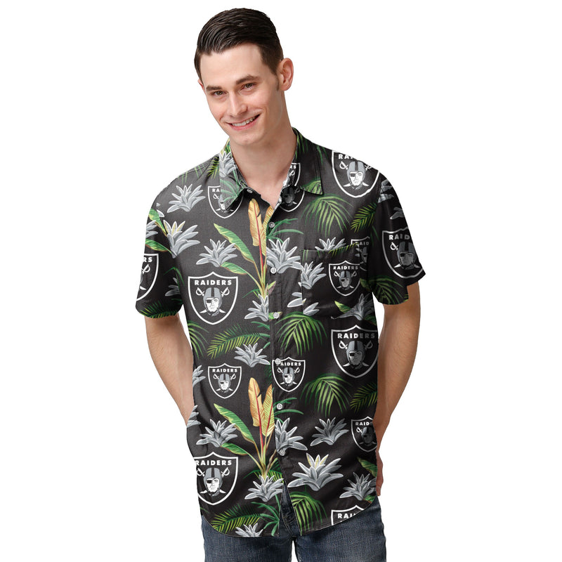 Oakland Raiders Button Up Polo Shirt 