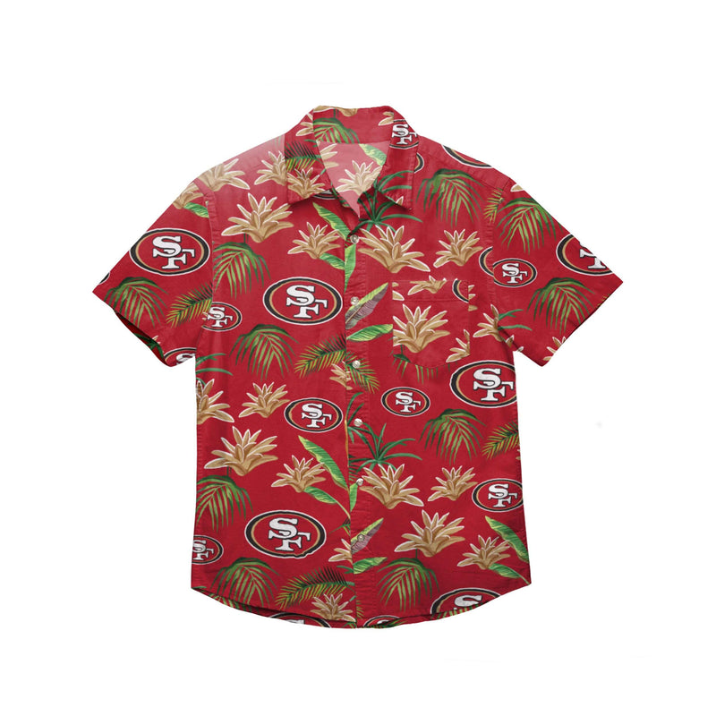 FOCO San Francisco 49ers NFL Mens Hawaiian Button Up Shirt - S