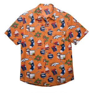 Denver Broncos NFL Mens Christmas Explosion Button Up Shirt
