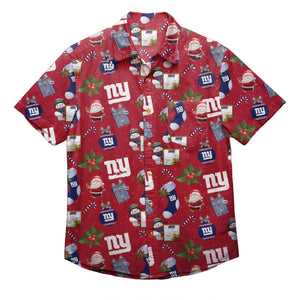 New York Giants NFL Mens Christmas Explosion Button Up Shirt