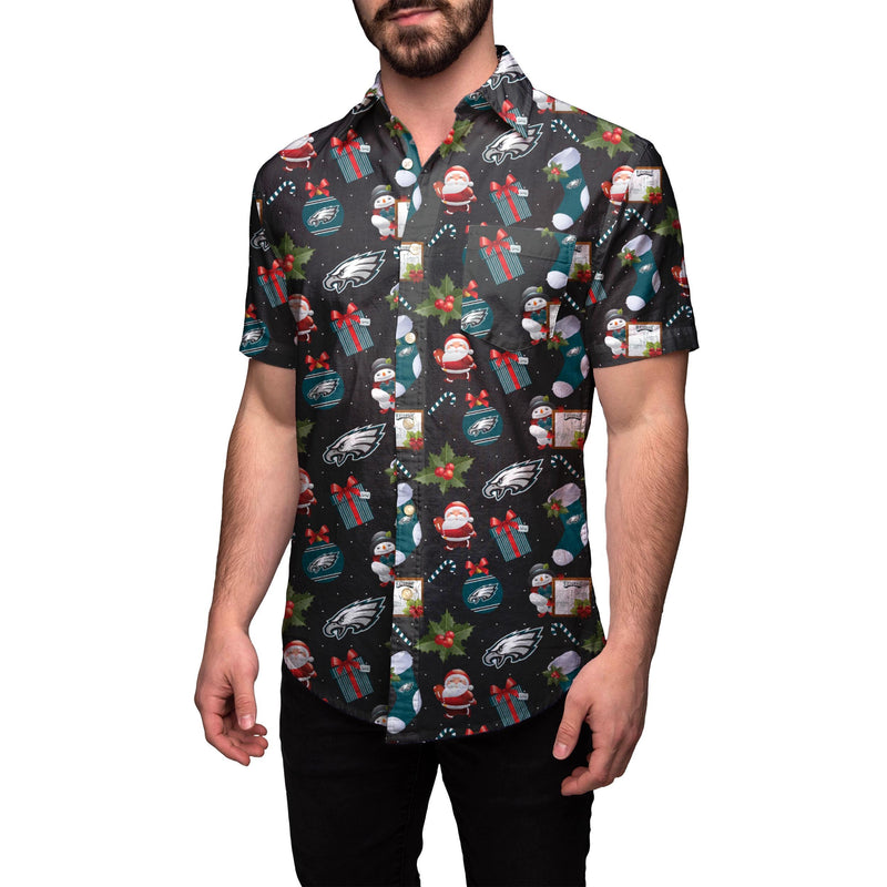 Philadelphia Eagles NFL Mens Christmas Explosion Button Up Shirt