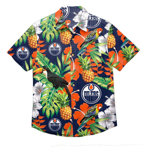 Edmonton Oilers NHL Mens Floral Button Up Shirt