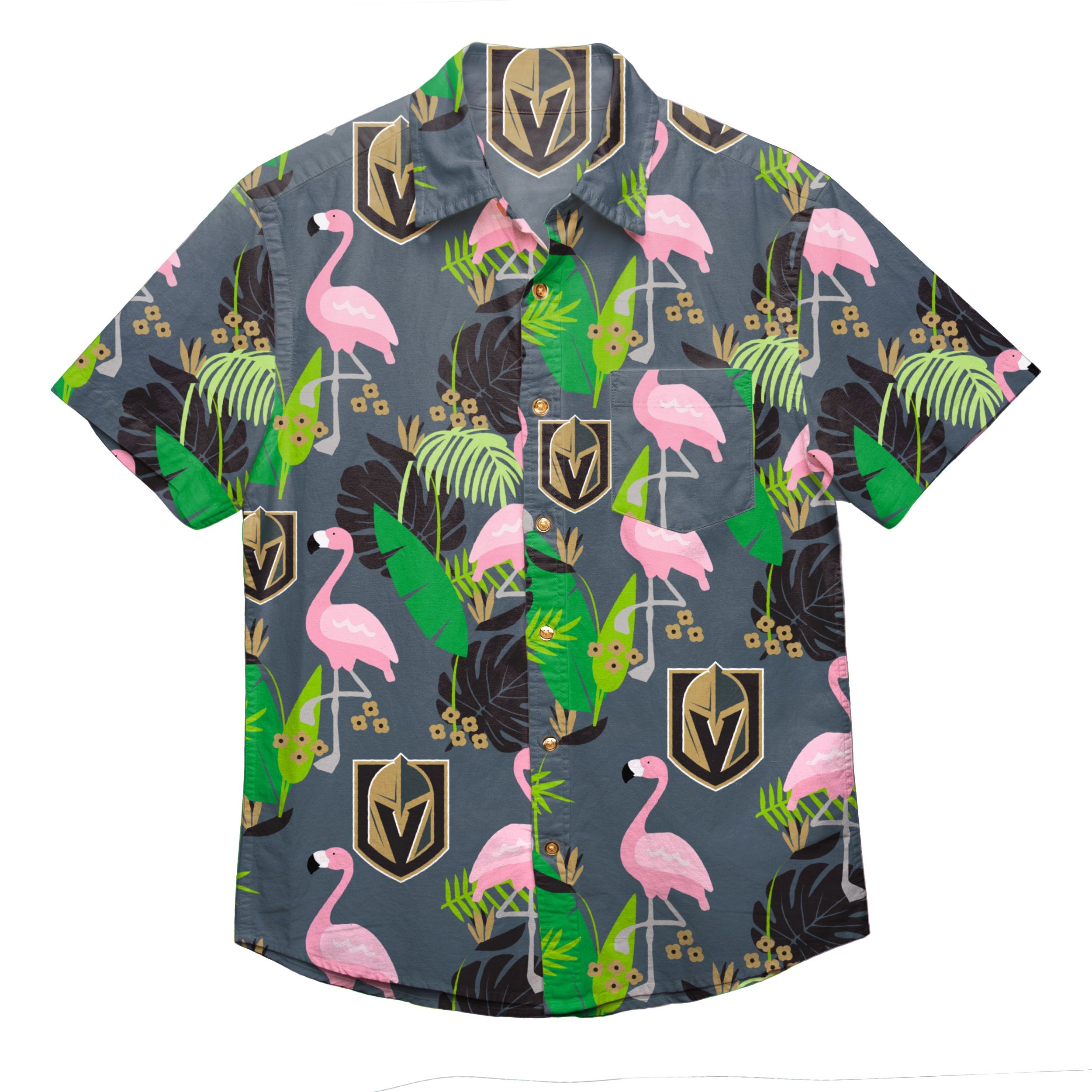 Vegas Golden Knights NHL Mens Floral Button Up Shirt