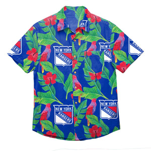 New York Rangers NHL Mens Floral Button Up Shirt