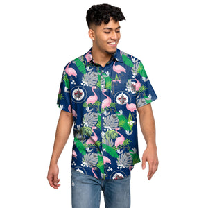 Winnipeg Jets NHL Mens Floral Button Up Shirt