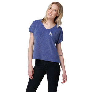Los Angeles Dodgers MLB Womens Gametime Glitter V-Neck T-Shirt