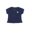 New York Yankees MLB Womens Gametime Glitter V-Neck T-Shirt