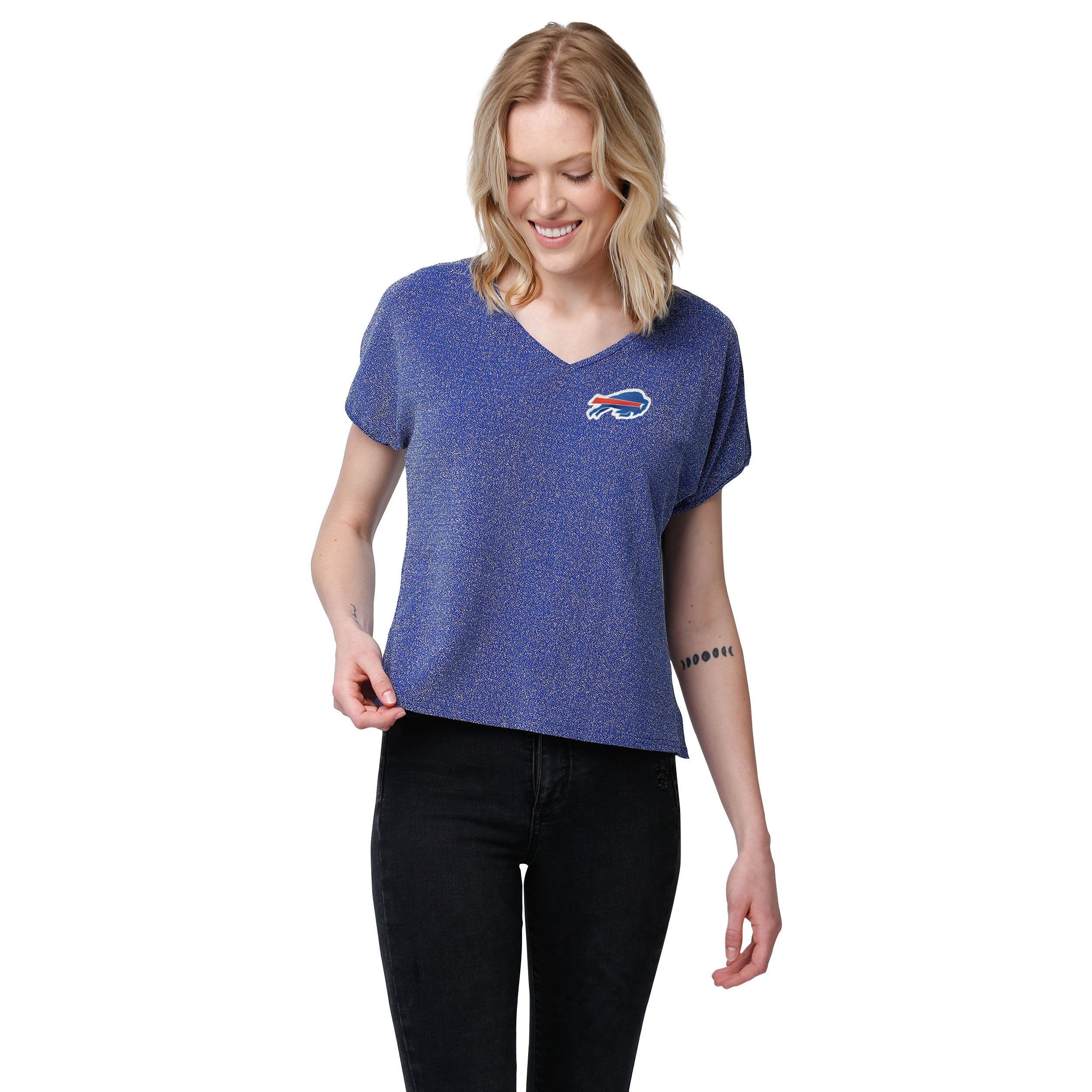 Buffalo Bills New Era Women's Glitter Gel T-Shirt - Royal