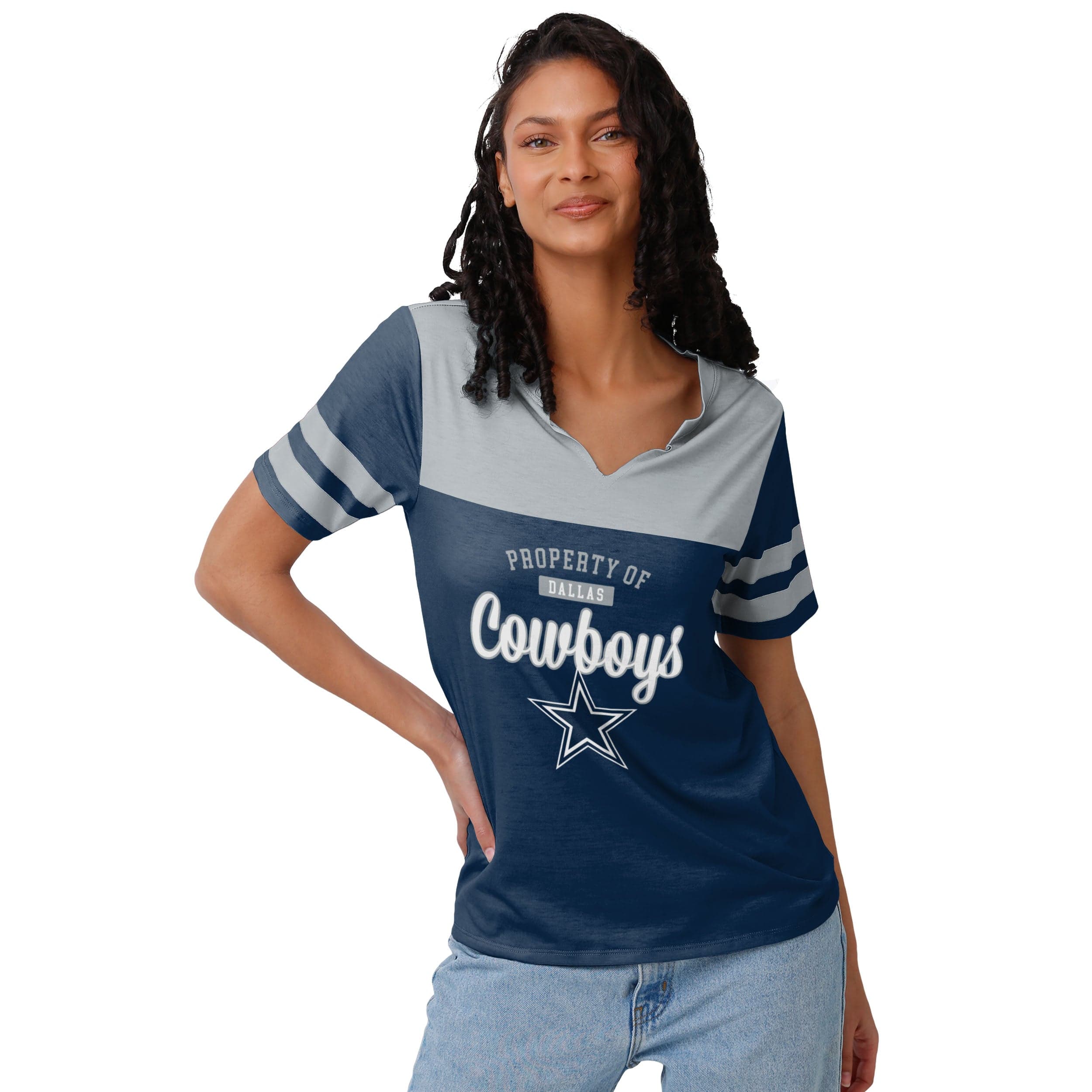 FOCO Dallas Cowboys NFL Womens Wordmark Team Stripe Sleeveless Top