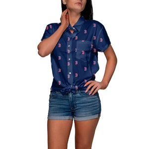 Boston Red Sox MLB Logo Blast Womens Button Up Shirt
