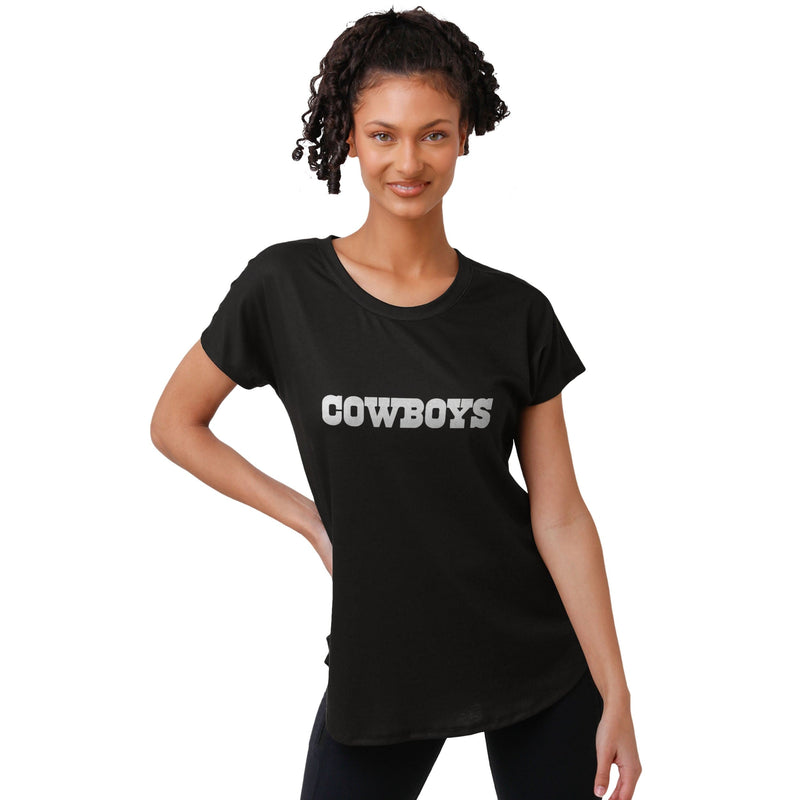 FOCO Dallas Cowboys NFL Womens Wordmark Black Tunic Top - S