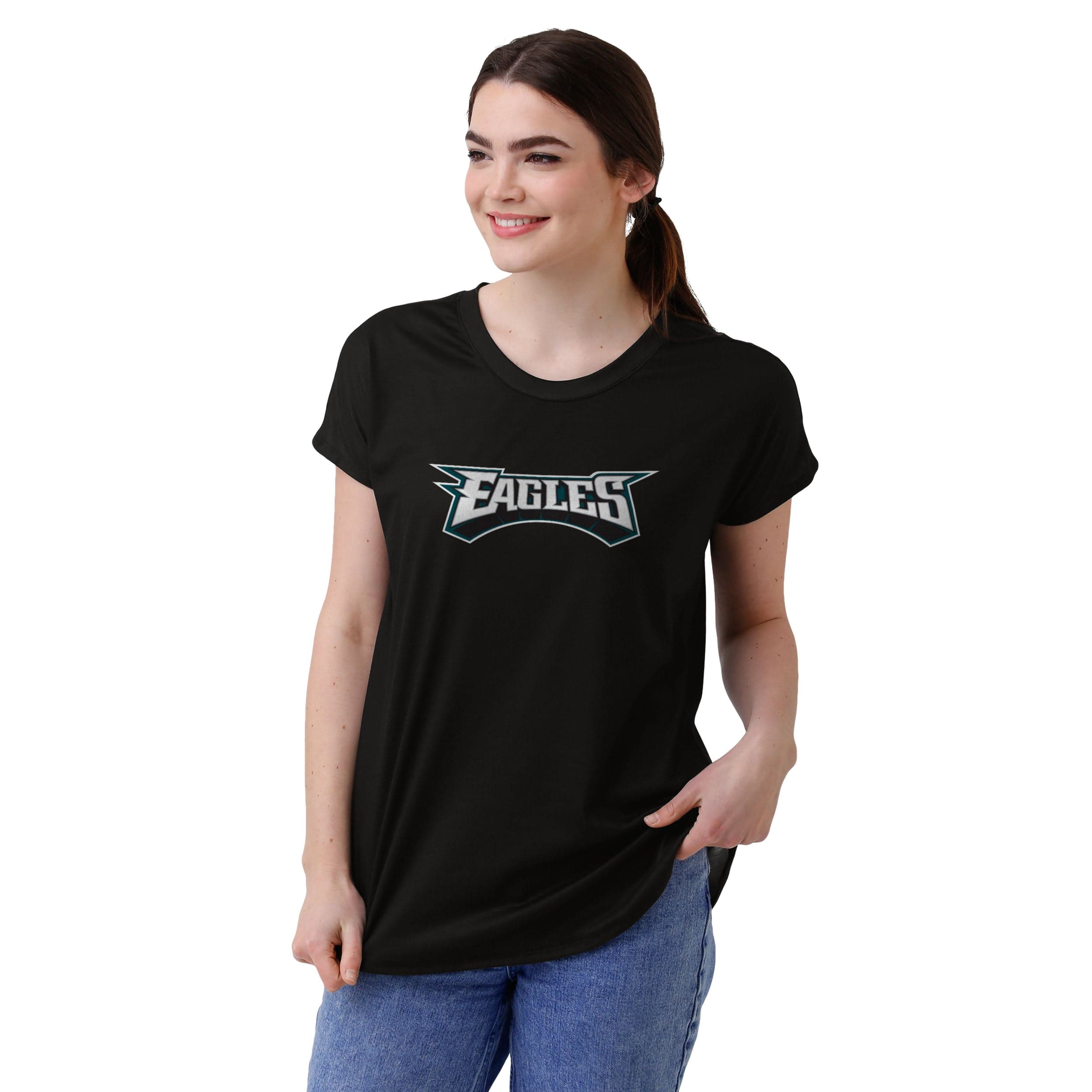 Philadelphia Eagles NFL Womens Wordmark Black Tunic Top