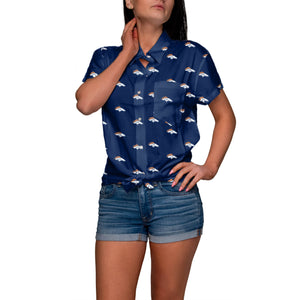 Denver Broncos NFL Logo Blast Womens Button Up Shirt
