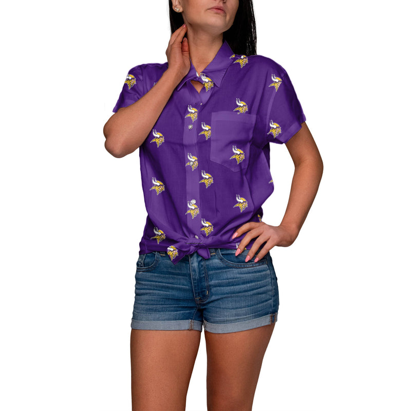 Minnesota Vikings NFL Logo Blast Womens Button Up Shirt