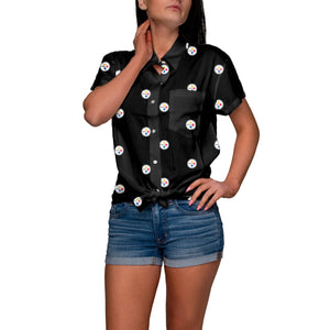 Pittsburgh Steelers NFL Logo Blast Womens Button Up Shirt