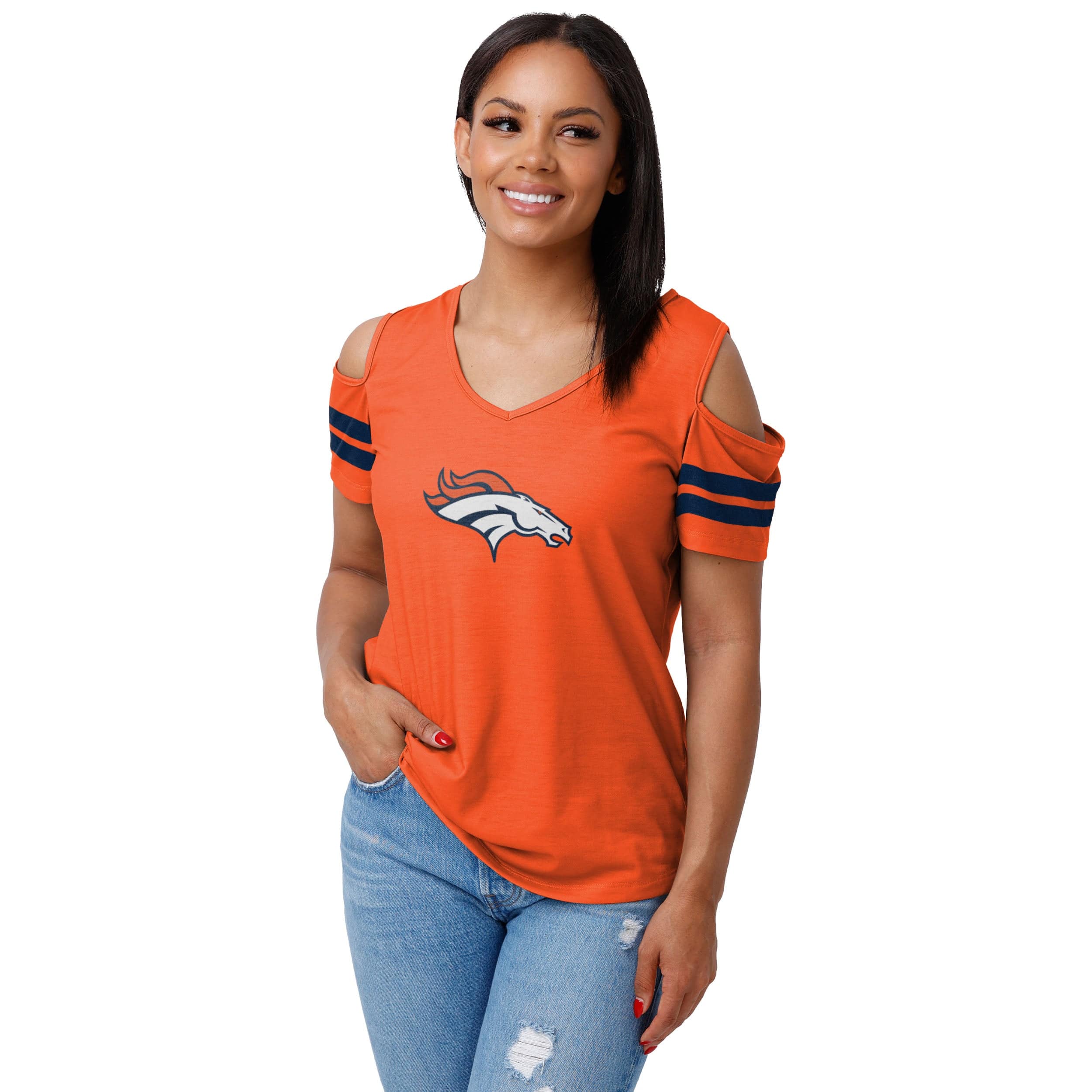 This Girl Loves Her Denver Broncos Women's Off Shoulder T-shirt Womens Top